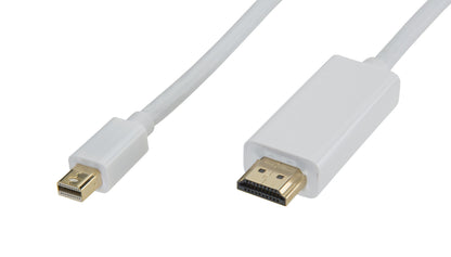 Mini DisplayPort til HDMI-kabel 1m hvid med Mini DisplayPort og HDMI stik understøtter 4K video.