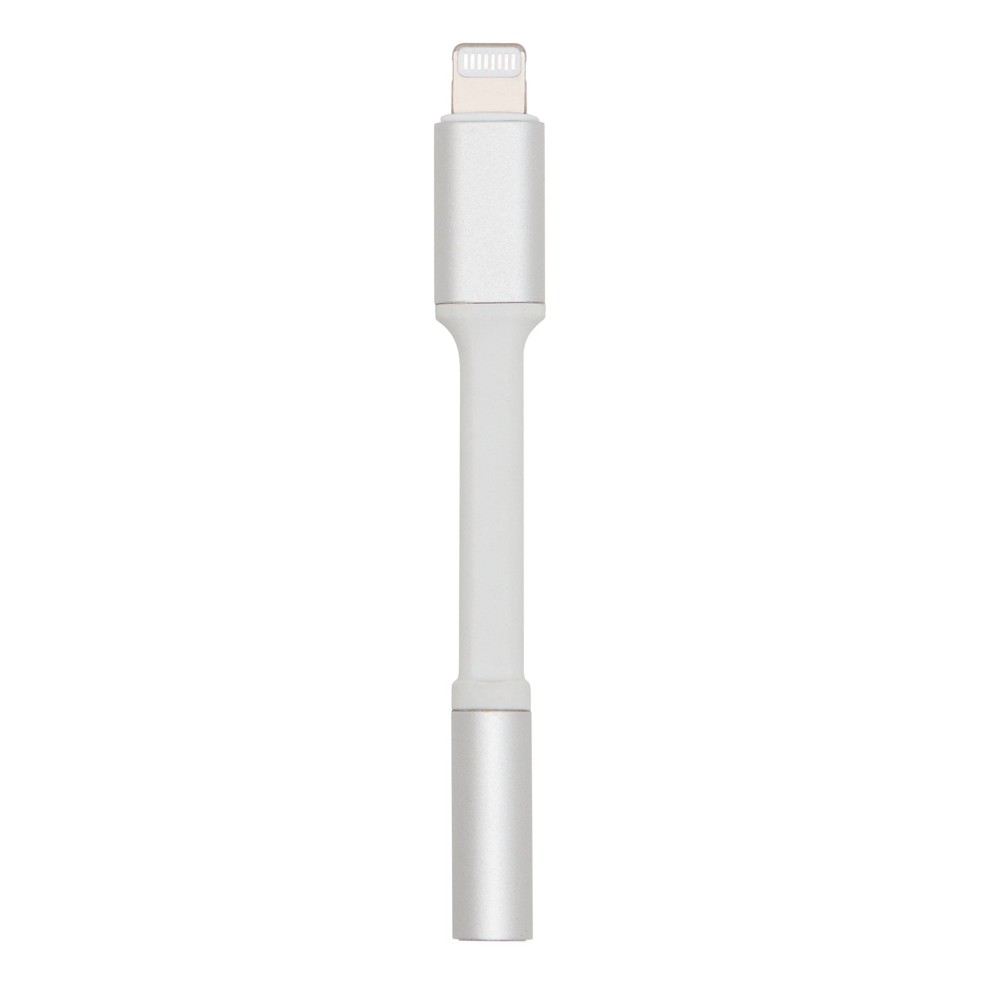 Adapter Lightning til 3,5 mm sølv/hvid til kablede hovedtelefoner med 3,5 mm jack og enhed med Lightning-port.