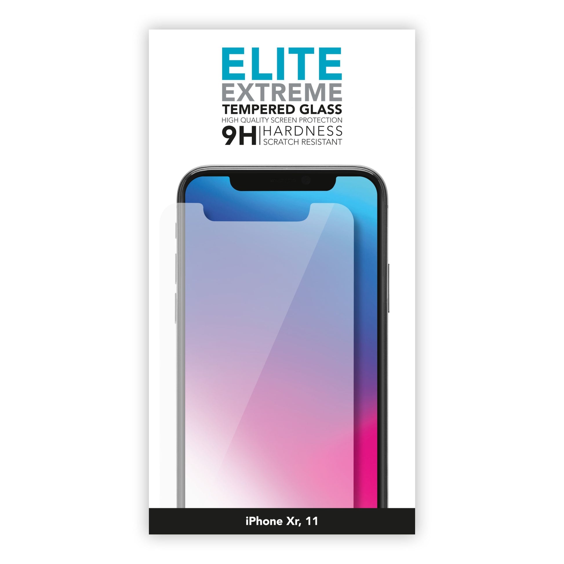 Skærmbeskyttelse iPhone 11/Xr, 9H hærdet glas, ridsefast, tekst: skærmbeskyttelse iPhone Xr, 11.