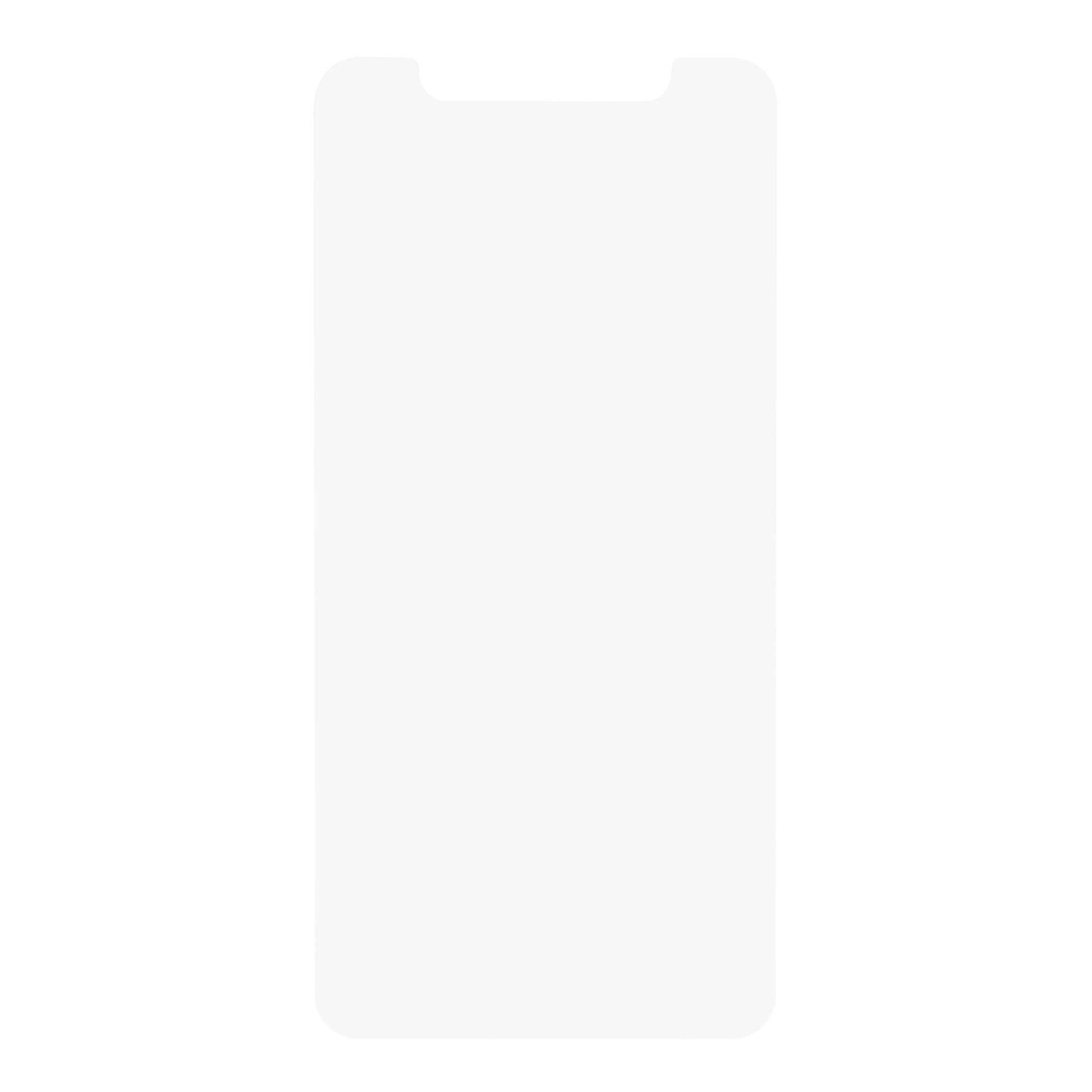IPhone 11/Xr med hvid skærm, afrundede hjørner og lille notch øverst velegnet til Elite Extreme Skærmbeskyttelse.