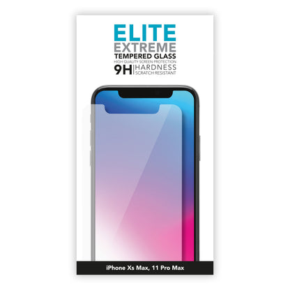 Elite Extreme skærmbeskyttelse til iPhone Xs Max/11 Pro Max, 9H hærdet glas, ridsefast overflade.