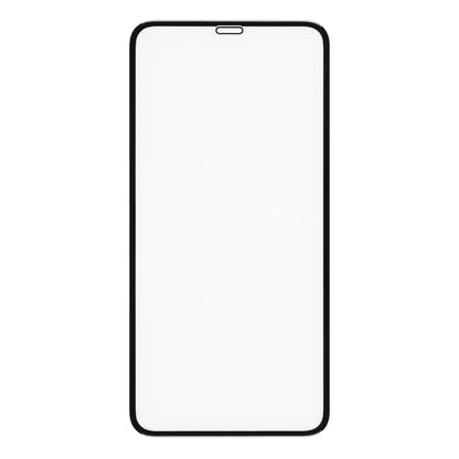 IPhone Xs Max/11 Pro Max med sort ramme og afrundede hjørner set forfra velegnet til Elite Extreme Curved Skærmbeskyttelse.