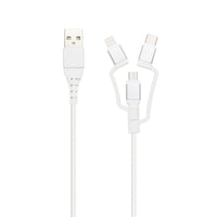 Linocell Premium Micro-USB-kabel med Lightning- og USB-C-adapter - Hvid