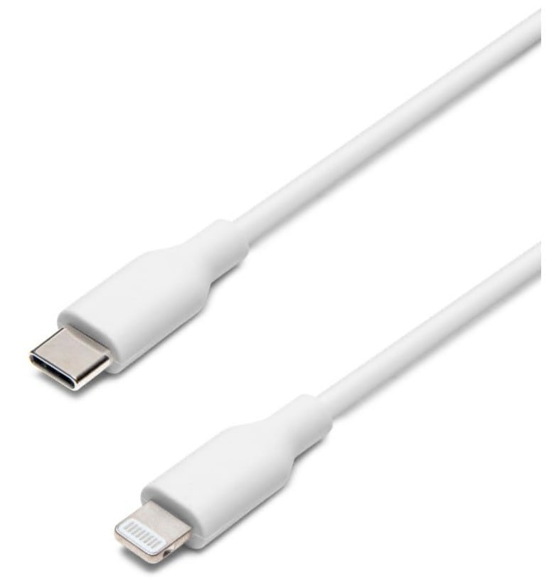 Linocell USB-C til Lightning kabel 1m hvid, MFi-licenseret, USB-C i den ene ende og Lightning i den anden.