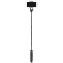 Linocell Selfiestang med sort håndtag, Bluetooth-udløser, holder smartphone vandret til brede billeder og grupper.