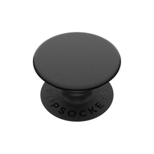 Popsockets aftageligt mobilgreb Sort, sort cirkulær top med "PopSockets"-logo præget ved basen.