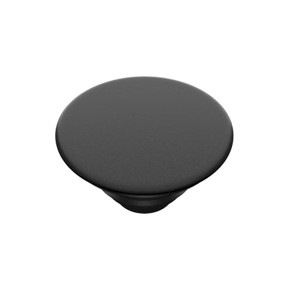 Popsockets aftageligt mobilgreb, sort, rundt med flad top og glat overflade, fungerer også som stativ.