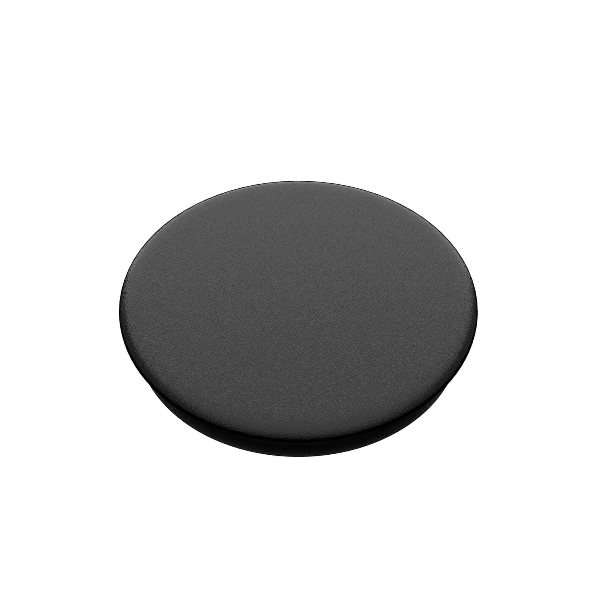 Popsockets aftageligt mobilgreb, sort, rundt og fladt design med glat overflade.