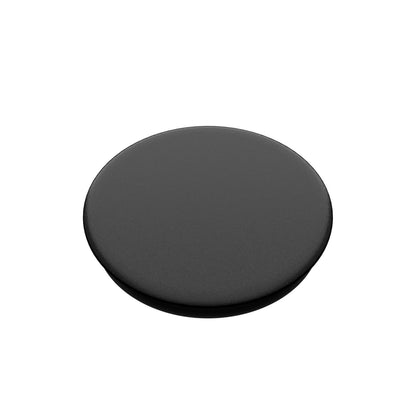 Popsockets aftageligt mobilgreb, sort, rundt og fladt design med glat overflade.
