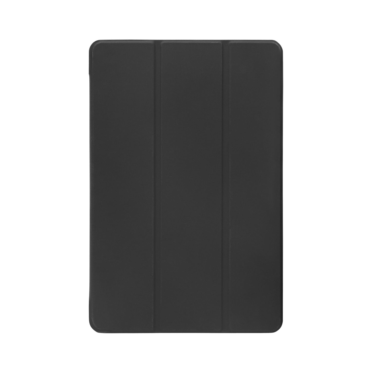 Tre-lags etui til iPad Mini 4/5 sort, rektangulært design med tre lodrette sektioner, vises lukket.