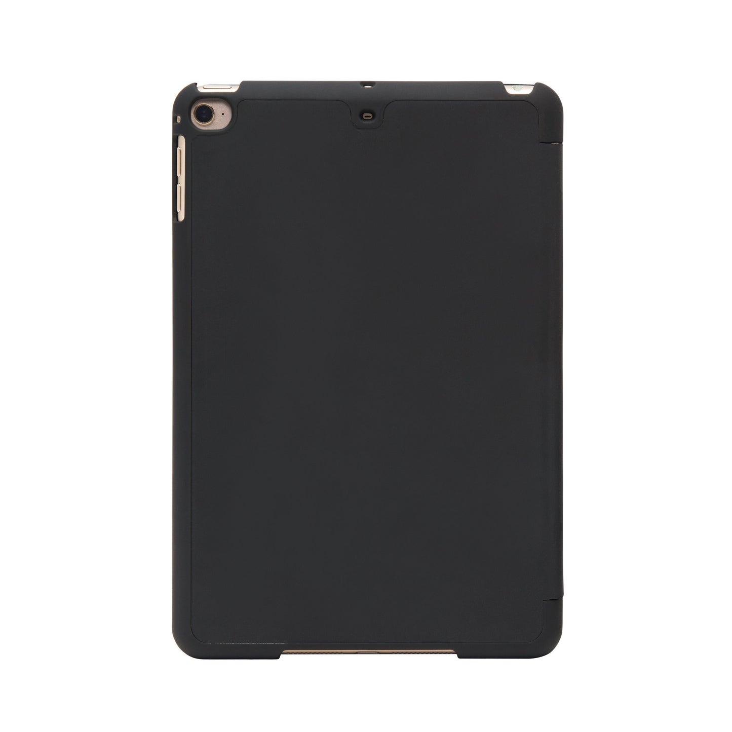 Tre-lags etui til iPad Mini 4/5 Sort med præcise udskæringer til kamera, knapper og porte.
