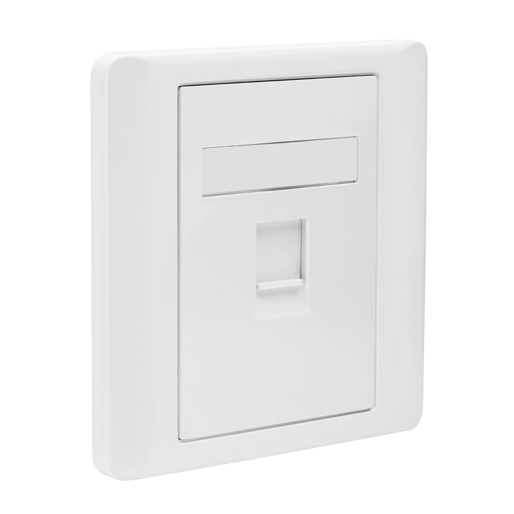 Luxorparts Keystone-vægudtag, hvid plast, central Ethernet-portdæksel til keystone-moduler og netværkskabler.