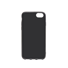 Second Skin 2.0 mobilcover sort til iPhone 6/7/8/SE (2020/2022) med synligt kamerahul, vises opretstående.