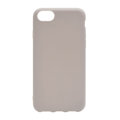 Second Skin 2.0 cover til iPhone 6/6s/7/8/SE (2020/2022) i grå TPU med kamerahul øverst til venstre, uden synligt logo.