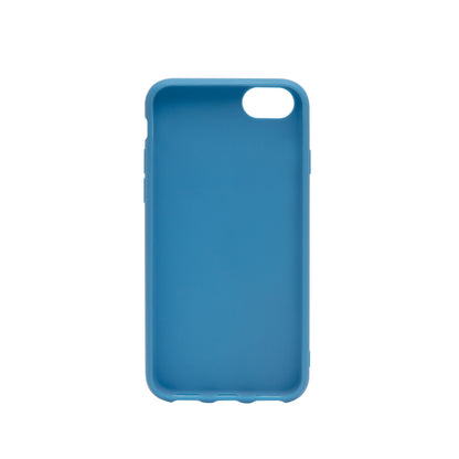 Second Skin 2.0 TPU cover blå med afrundede kanter til iPhone 6/6s/7/8/SE (2020/2022) synlig inderside og kamerahul.