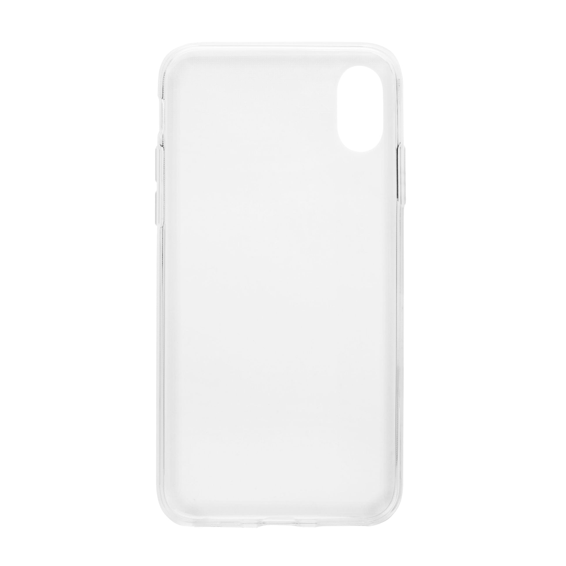 Second Skin 2.0 transparent cover til iPhone X/Xs, klart plastdesign med præcis kameratudskæring øverst til venstre.