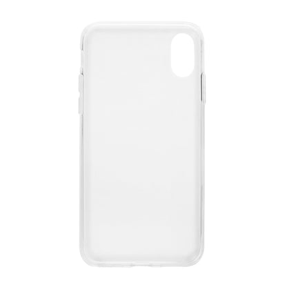 Second Skin 2.0 transparent cover til iPhone X/Xs, klart plastdesign med præcis kameratudskæring øverst til venstre.