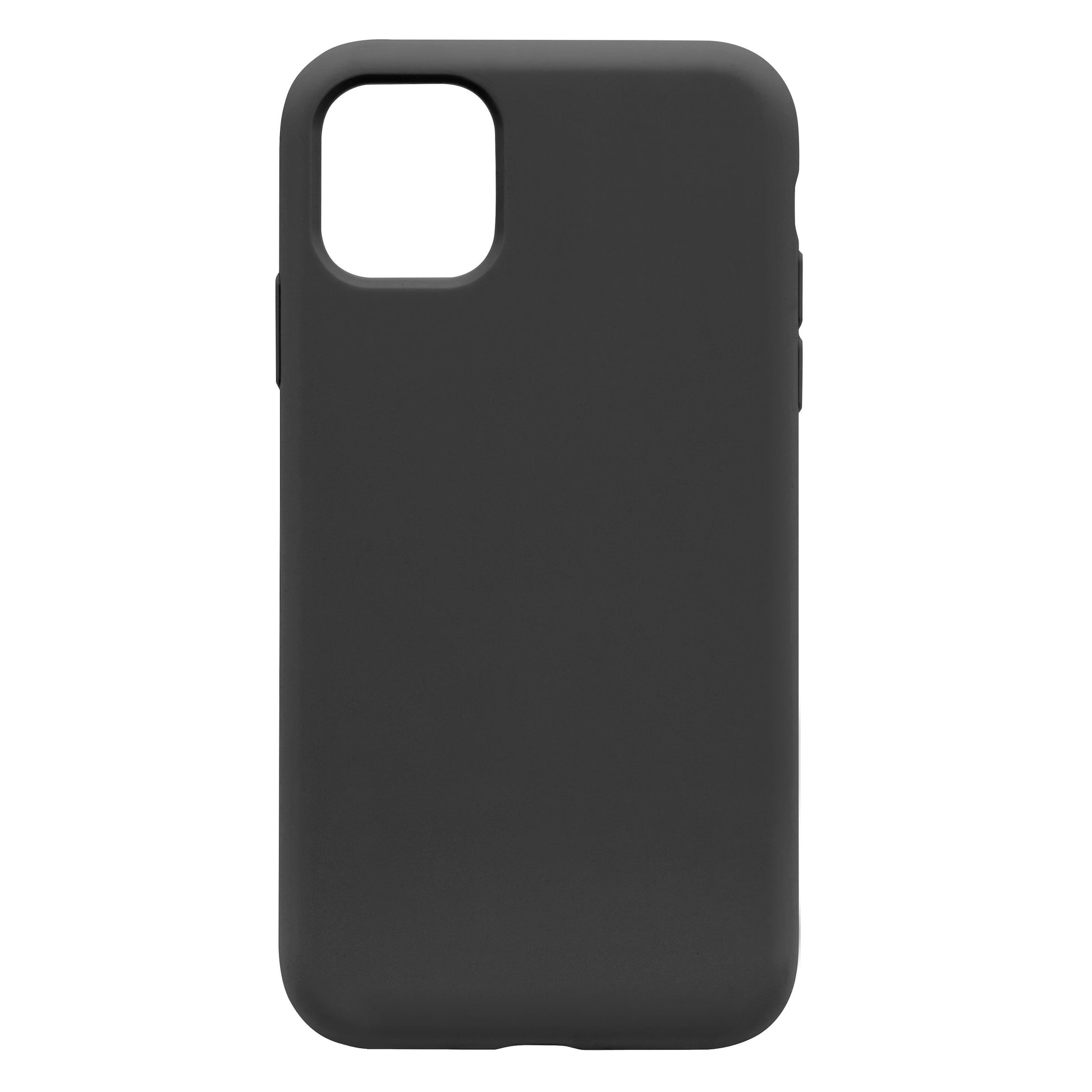 Sort silikonecover til iPhone 11/XR med glat overflade og stor kameraudskæring, passer perfekt til modellen.