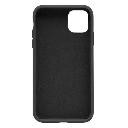 Mobilcover til iPhone 11/XR sort, set bagfra med glat mat finish og stort kamerahul øverst til venstre.