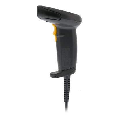 Deltaco Stregkodelæser DUR-798, sort med gul aftrækker og ledning, IP65, sideview.
