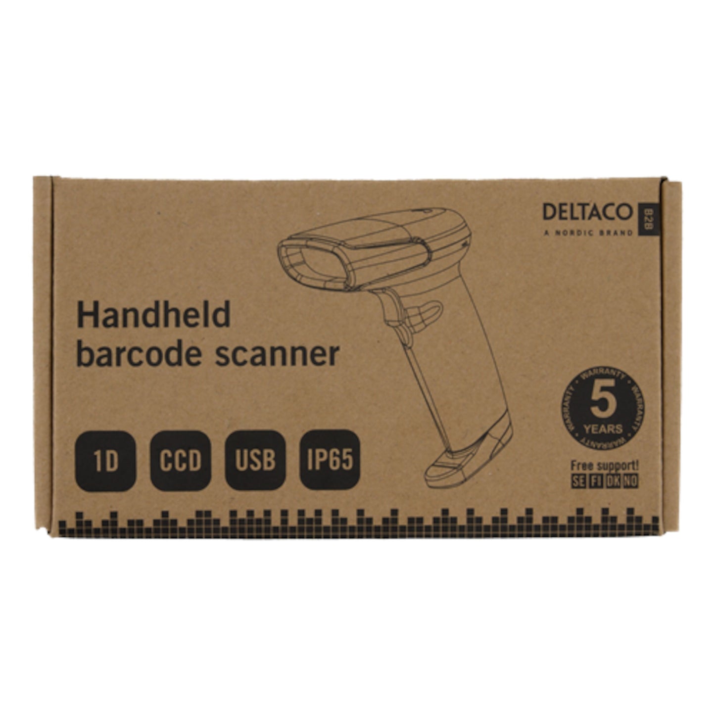 Deltaco stregkodelæser DUR-798 IP65 1D CCD USB tilslutning 5 års garanti.
