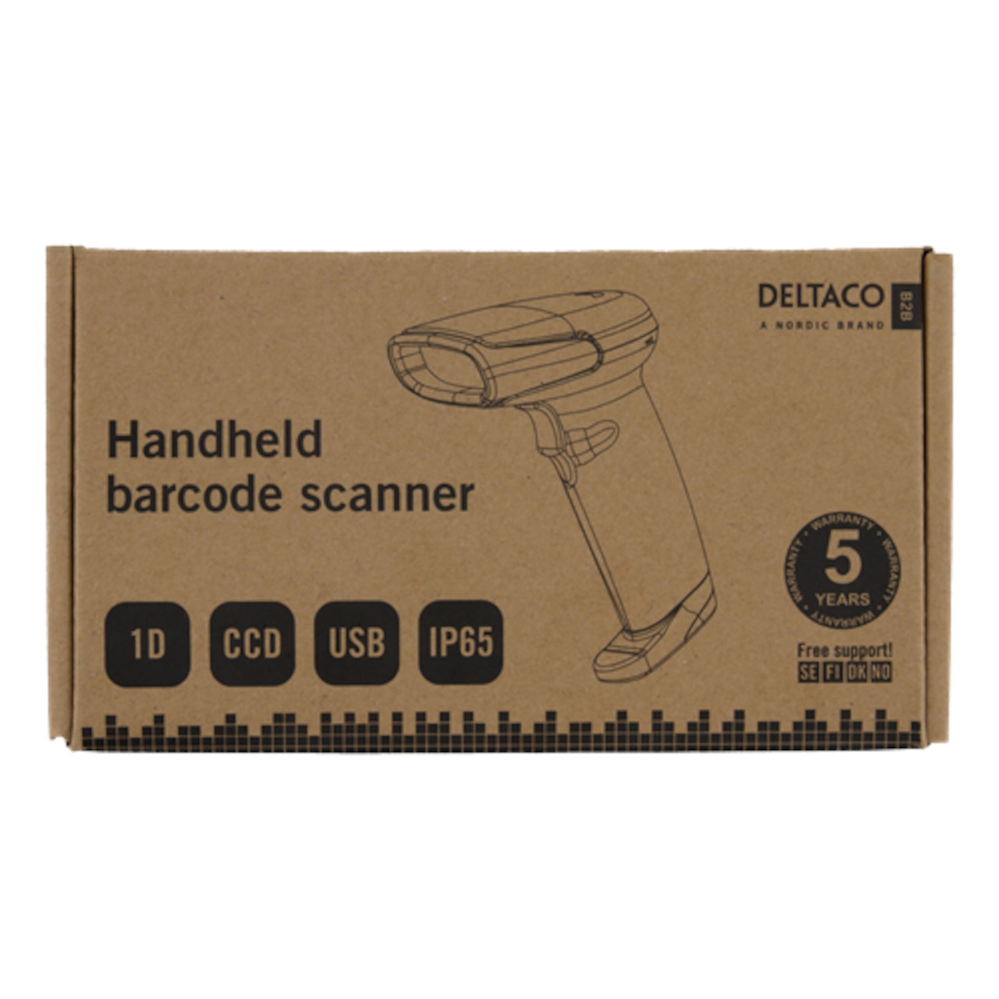 Deltaco stregkodelæser DUR-798 IP65 1D CCD USB tilslutning 5 års garanti.