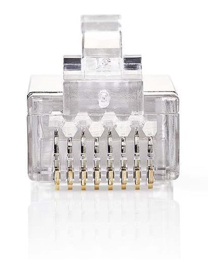 RJ45 Modularstik til Solid Cat 6 STP kabel, 8 metalstifter, pakke med 10 stk.