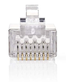 RJ45 Modularstik til Solid Cat 6 STP kabel, 8 metalstifter, pakke med 10 stk.