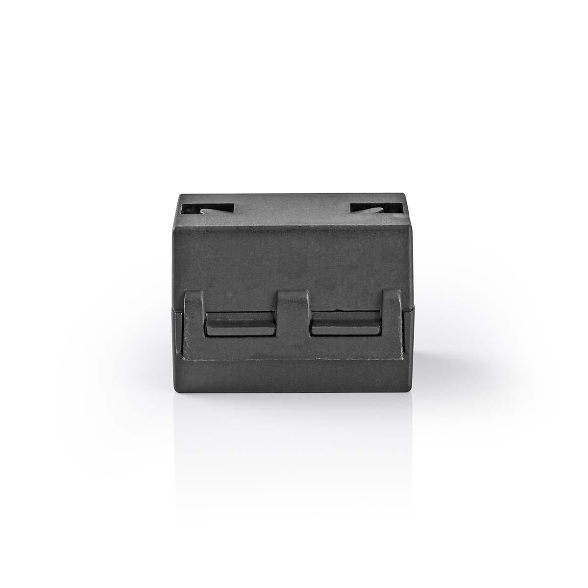 Støjfilter 6,5 mm i sort rektangulært design med to indgange og flad front til signalkabler eller lydkabler.