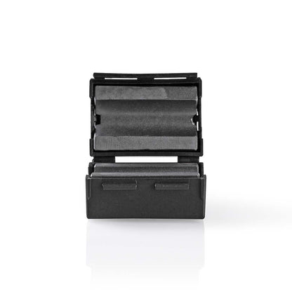 Sorter blyantspidser med åben låg, synlig klinge og spånerum ved siden af Støjfilter 6,5 mm.