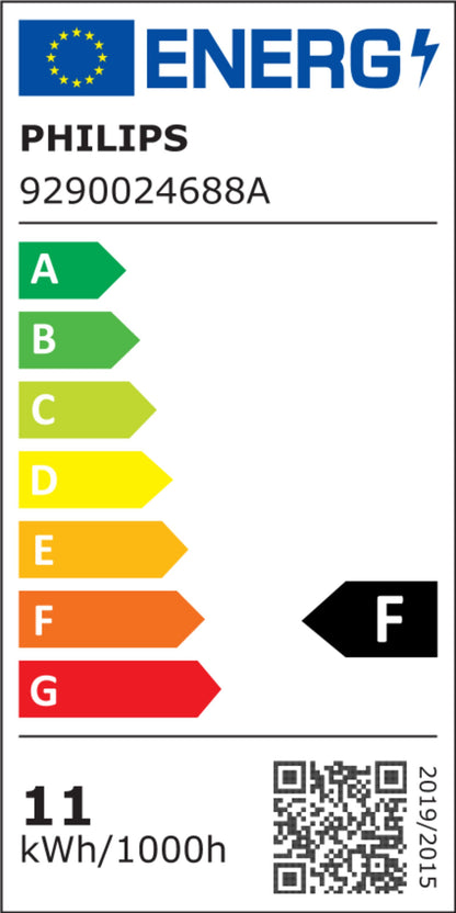 Philips Hue Color Ambiance Startpakke 2 smarte LED-pærer energimærke F 11kWh/1000h QR-kode farveskala A-G.