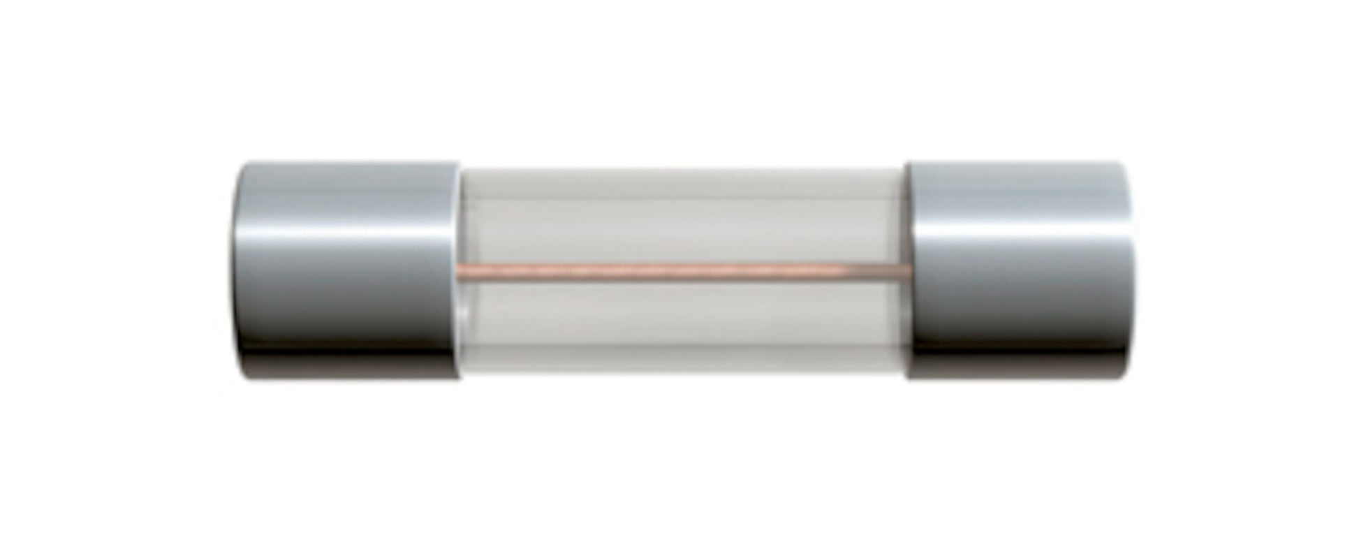 Glasrørsikring 5x20 mm 6,3 A Træg (T) med metalender og indvendig metaltråd, 10 stk pakke.