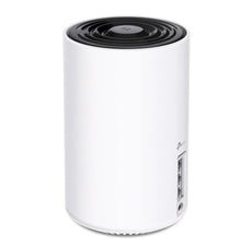 TP-Link Deco XE75 AXE5400 router 1-pak, cylinderformet med sort ventileret top, Ethernet-porte, sideindikatorer, WiFi 6E.