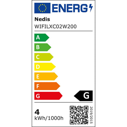 Energimærke til Nedis SmartLife LED Gardin lyskæde, varm/kold hvid, 200 LED, 3 m, G-rating, wifi-styring, 4 kWh/1000h.