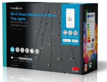 Nedis SmartLife WiFi lystræ 200 LED 5x4m varm/kold hvid dæmpbar 8 modes app-styring energimærke til udendørs brug.